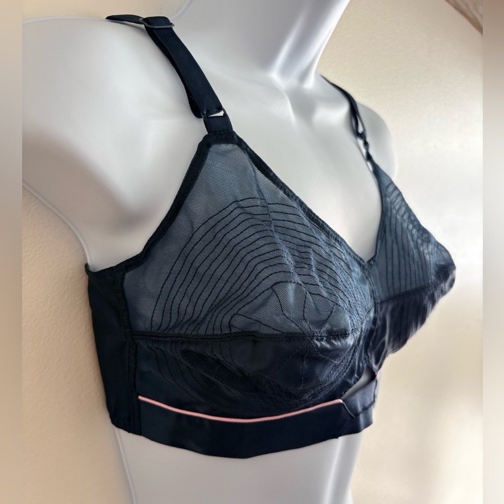 Rare What Katie Did “Gold Label” Navy/pink 1950’s bullet bra 38D